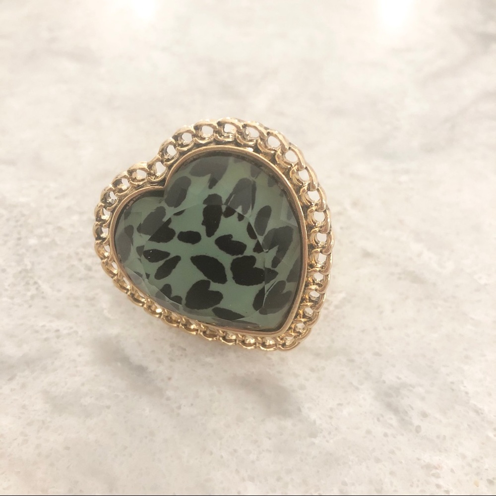 Betsey Johnson Leopard Heart Ring